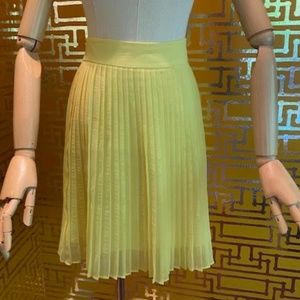 Alice + Olivia Yellow Chiffon Pleated Skirt